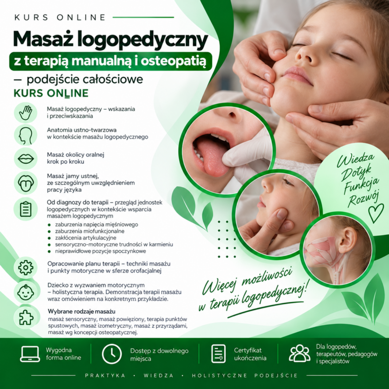 Masaż logopedyczny z terapią manualną i osteopatią – podejście całościowe kurs Online